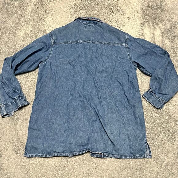 Vintage Womens 90's Bobby Brooks Embroidered Cat Large Denim Long Sleeved Shirt - Picture 3 of 7